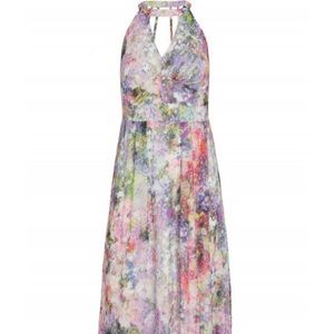 City Chic Dresses - Floral Burst Halter Neck Maxi Dress City Chic Dresses - Floral Burst Halter Neck Maxi Dress